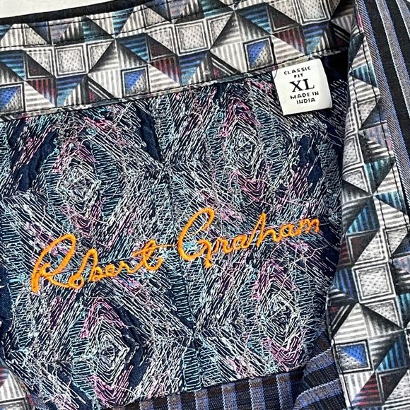 Robert Graham Men's Striped 100% Cotton Classic Fit Button Up Dress Shirt Sz XL - Picture 5 of 9